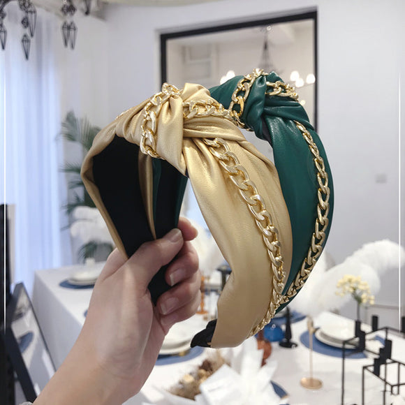 Chain knot modern headband hair hoop soft vegan leather